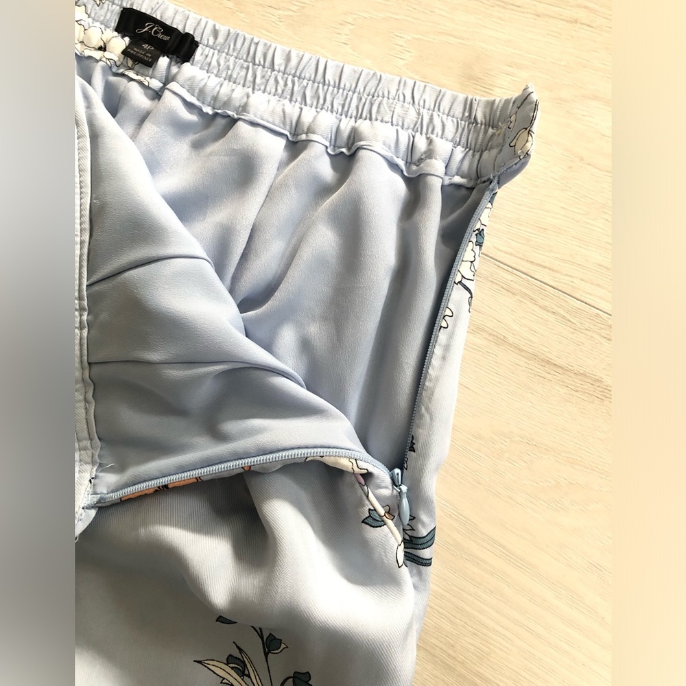 J. Crew Garden Floral Sky Blue Silky High-rise Pocket Pants - Picture 14 of 16